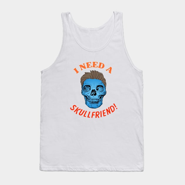 SKULLFRIEND -1- Skull with Hair | Happy Halloween | Funny Halloween | Halloween Costume Tank Top by Cosmic Story Designer